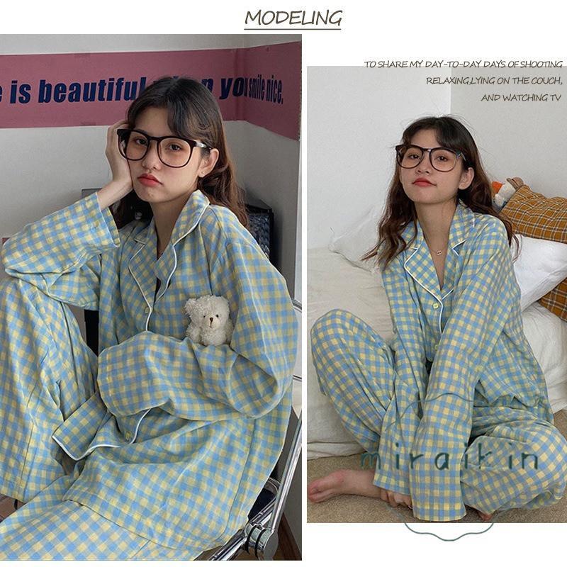 ルームウェア 長袖 レディース チェック柄 パジャマ ギンガムチェック 40代 セットアップ ナイトウェア 30代 リラックス 20代 部屋着 可愛い 50代 2点セット 