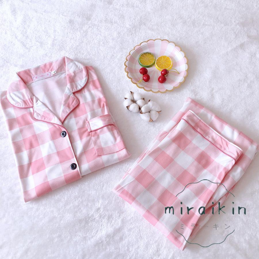 ルームウェア 長袖 レディース チェック柄 パジャマ ギンガムチェック 40代 セットアップ ナイトウェア 30代 リラックス 20代 部屋着 可愛い 50代 2点セット 