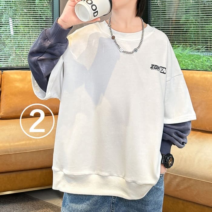 小学生 男の子 重ね着風 トレーナー 長袖 プルオーバー 子供服 子ども ストリート 韓国 ダンス キッズ 通学 スポーツ ジュニア トップス 春秋 