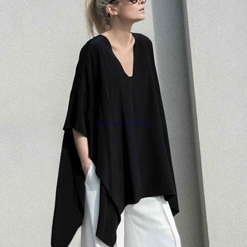 ブラウス Vネック ゆったり ドルマン 半袖 レディース 可愛い Tシャツ カジュアル 体型カバー バットスリーブ おしゃれ 