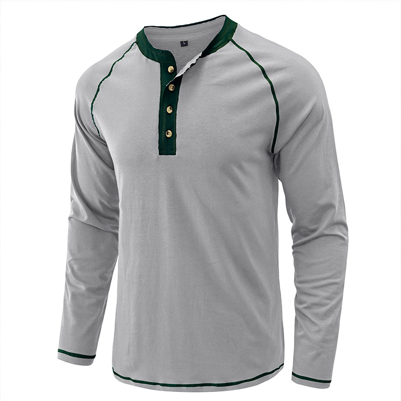ヘンリーネックTシャツ 長袖 無地 メンズ ロングTシャツ 長袖Tシャツ 春服 インナーカジュアル ロンT カットソー 秋服 トップス 
