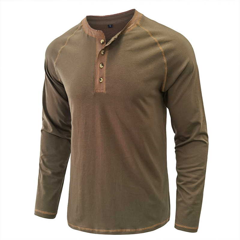 ヘンリーネックTシャツ 長袖 無地 メンズ ロングTシャツ 長袖Tシャツ 春服 インナーカジュアル ロンT カットソー 秋服 トップス 