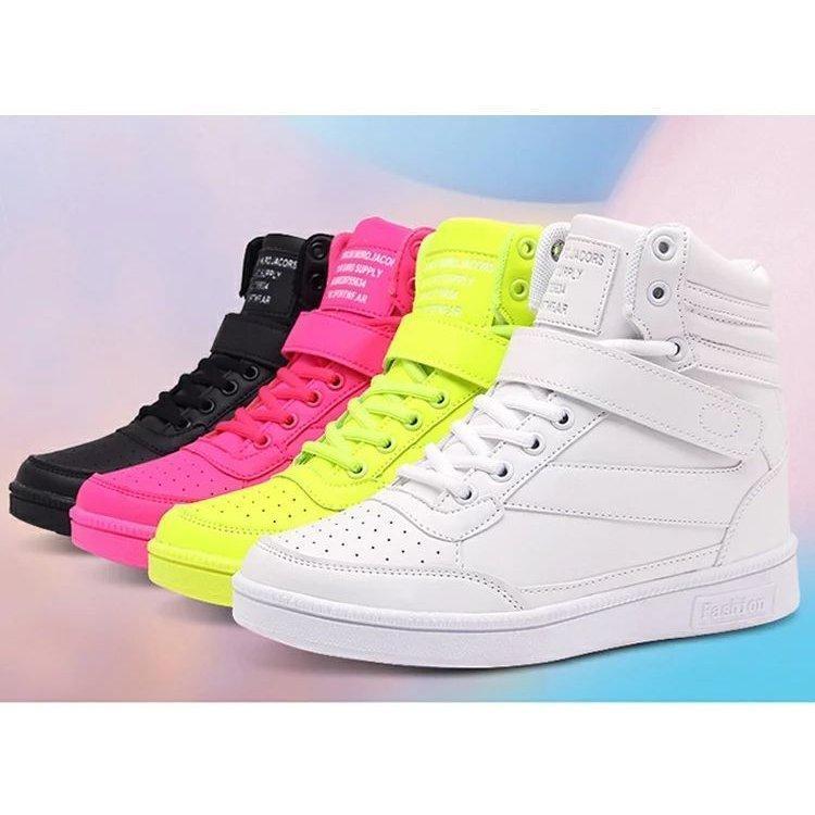 ダンスヒップホップ ハイカット 厚底 スニーカー キッズ ダンスブーツ 高校生 蛍光色 白 疲れない カジュアル HIPPOP 靴 発表会 男女兼用 大きいサイズ 