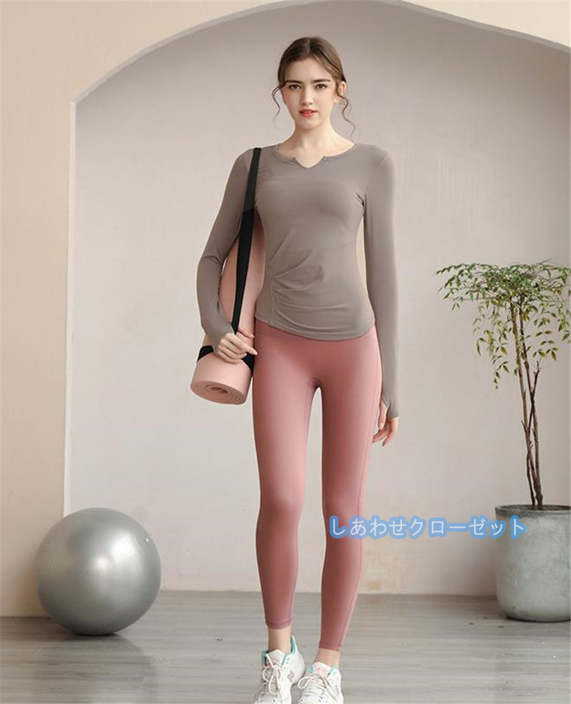 ヨガウェア レディース トップス 長袖 Tシャツ カップ付き ランニングウェア ホットヨガ 速乾 かわいい スポーツウェア 吸汗 おしゃれ フィットネス 