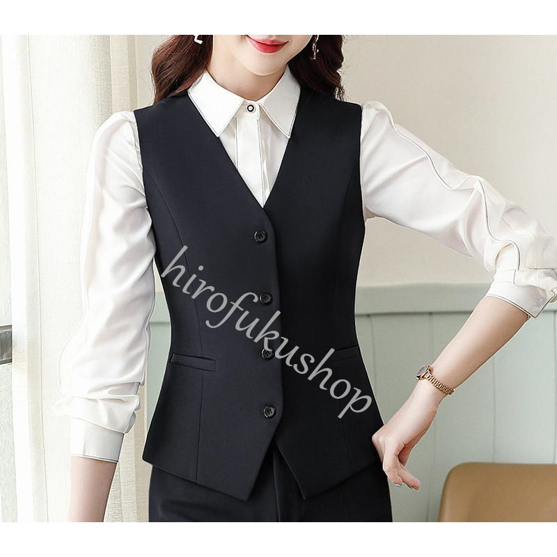 ジレ レディース ベスト 前開き スーツ ビジネス 仕事 フォーマル ノースリーブ 大きいサイズ オフィス ジャケット 制服 コート 就活 通勤 