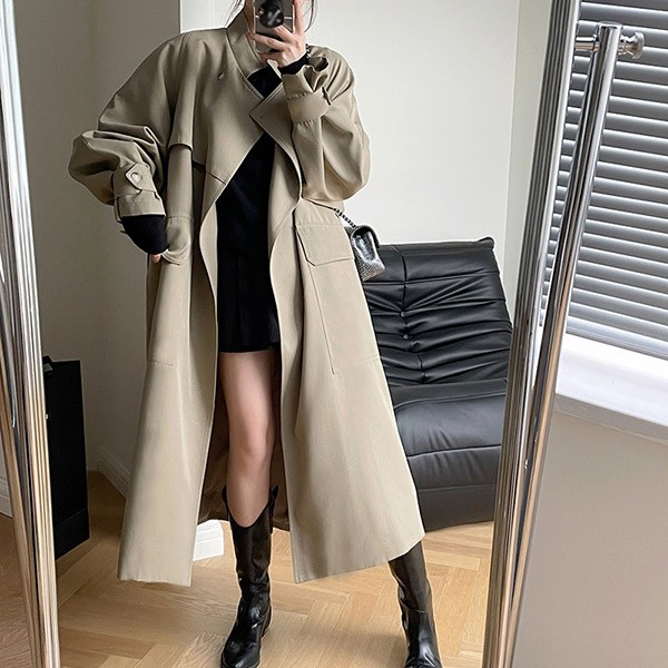 トレンチコート レディース 秋コート 小柄 着やせ 大きいサイズ ベージュ 秋物 アウター 秋服 トレンチ 春 秋 