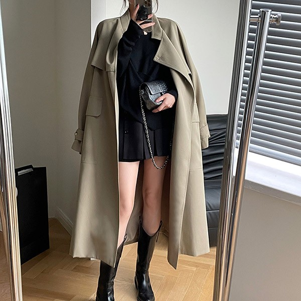 トレンチコート レディース 秋コート 小柄 着やせ 大きいサイズ ベージュ 秋物 アウター 秋服 トレンチ 春 秋 