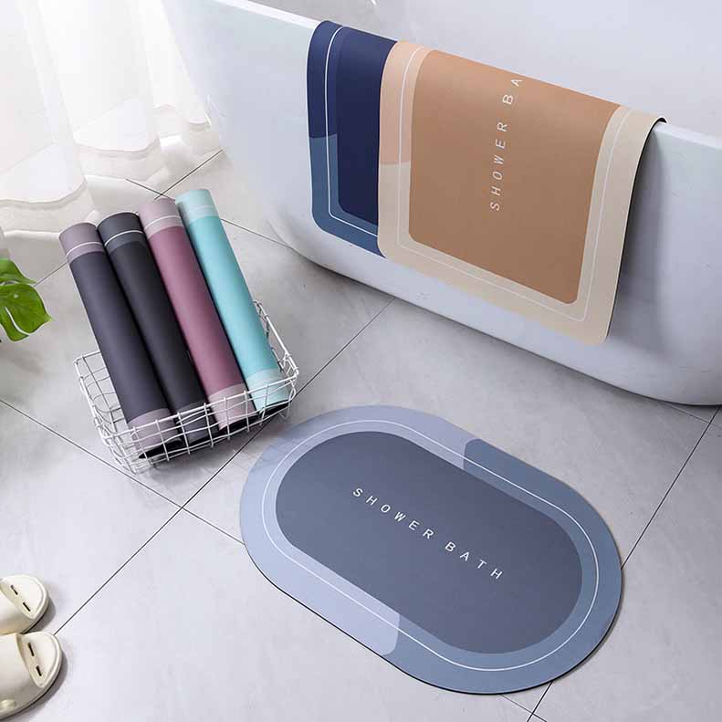 バスマットノンアスベストソフト大判大きいサイズ マット柔らか割れない足拭き お風呂 水切りマットキッチン吸水お手入れ簡単収納浴室マット 60CM*40CM  