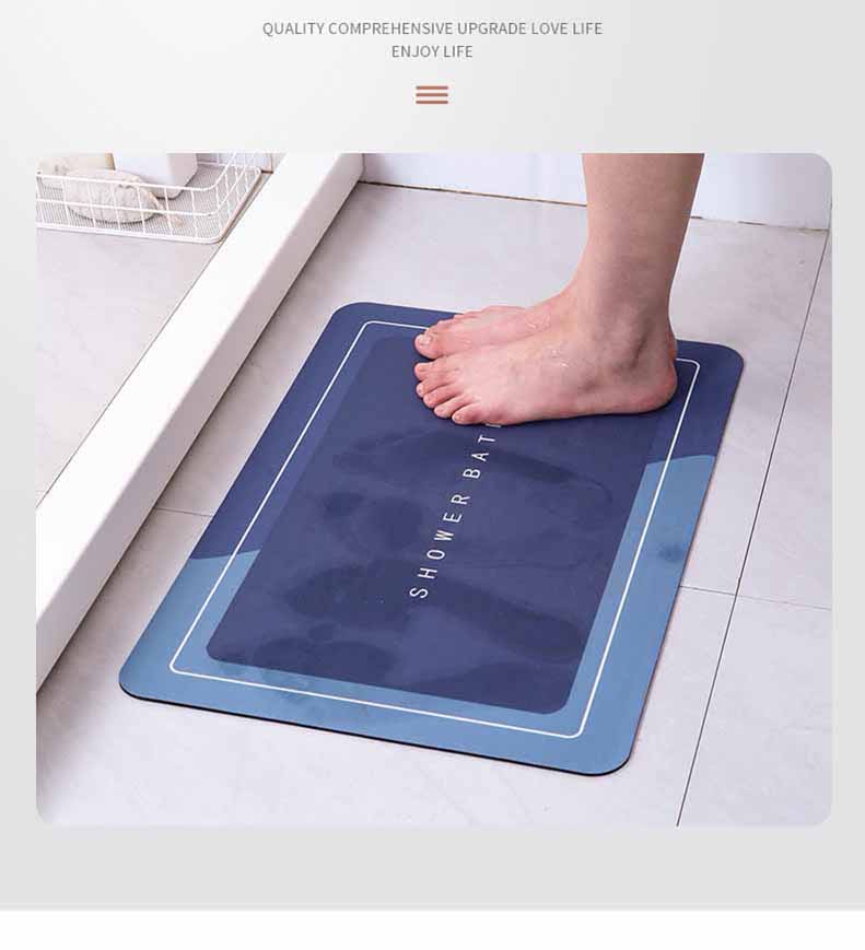バスマットノンアスベストソフト大判大きいサイズ マット柔らか割れない足拭き お風呂 水切りマットキッチン吸水お手入れ簡単収納浴室マット 60CM*40CM  