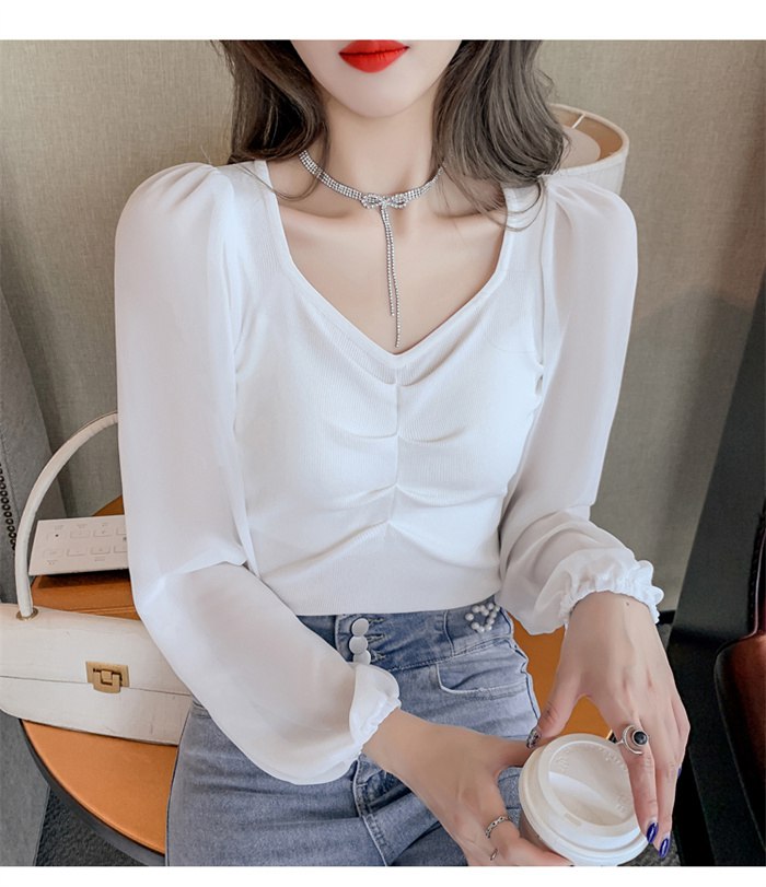 ブラウス シフォン 長袖シャツ ブラウス シフォンシャツ 春秋 インナー レディース Vネック 上品 シャツブラウス トップス 