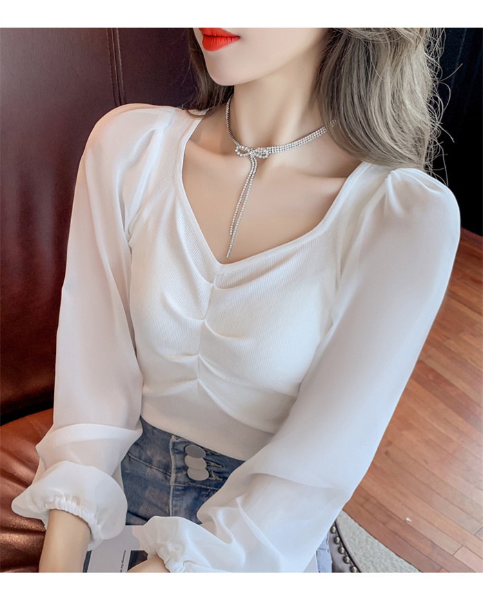 ブラウス シフォン 長袖シャツ ブラウス シフォンシャツ 春秋 インナー レディース Vネック 上品 シャツブラウス トップス 