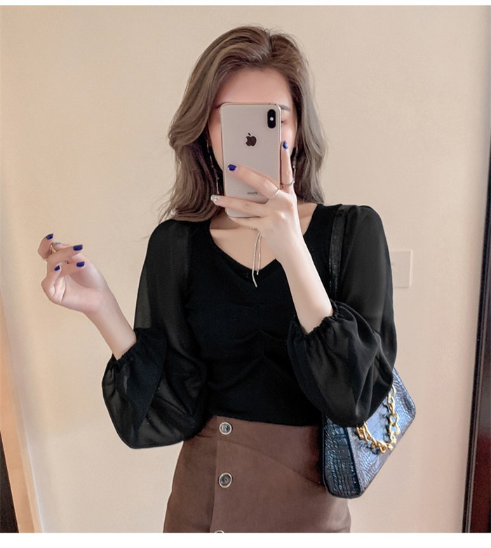 ブラウス シフォン 長袖シャツ ブラウス シフォンシャツ 春秋 インナー レディース Vネック 上品 シャツブラウス トップス 