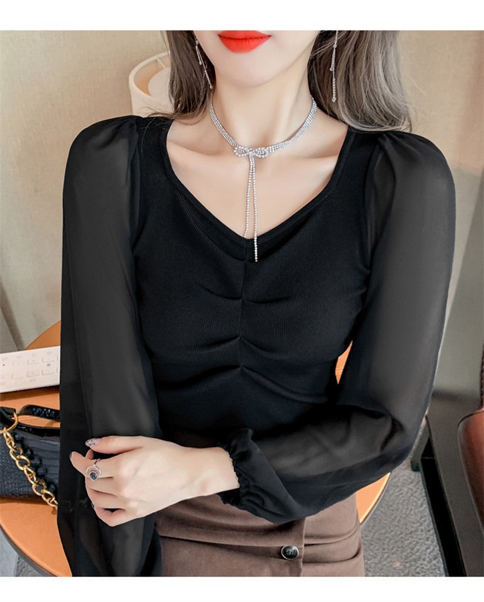 ブラウス シフォン 長袖シャツ ブラウス シフォンシャツ 春秋 インナー レディース Vネック 上品 シャツブラウス トップス 