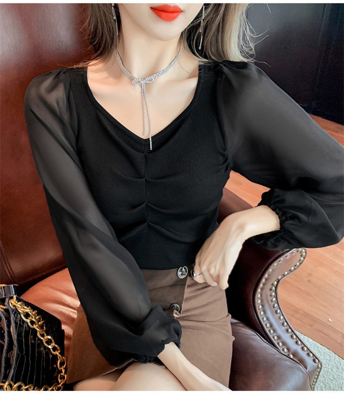 ブラウス シフォン 長袖シャツ ブラウス シフォンシャツ 春秋 インナー レディース Vネック 上品 シャツブラウス トップス 