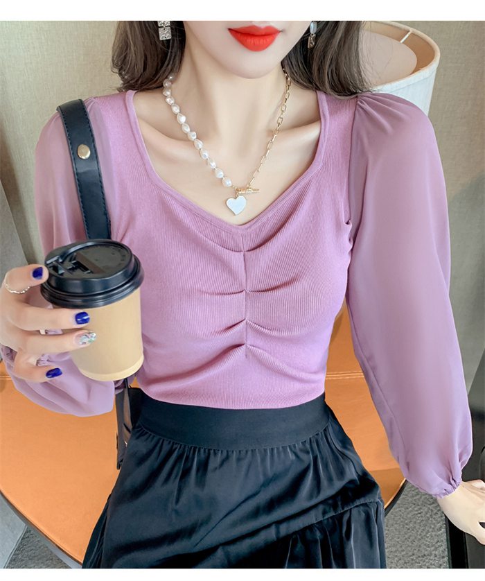 ブラウス シフォン 長袖シャツ ブラウス シフォンシャツ 春秋 インナー レディース Vネック 上品 シャツブラウス トップス 