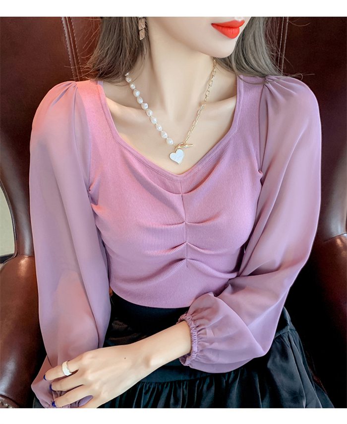 ブラウス シフォン 長袖シャツ ブラウス シフォンシャツ 春秋 インナー レディース Vネック 上品 シャツブラウス トップス 