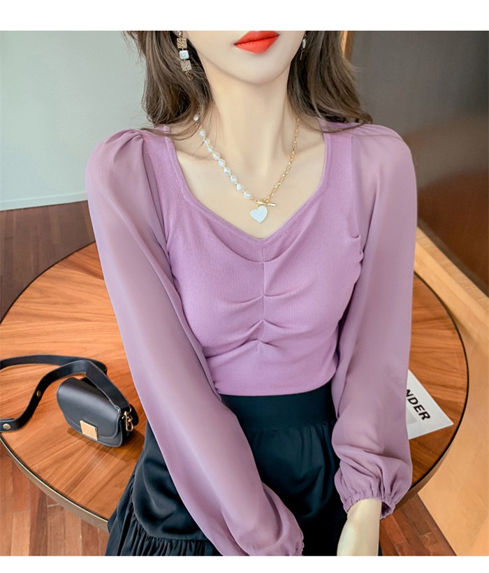 ブラウス シフォン 長袖シャツ ブラウス シフォンシャツ 春秋 インナー レディース Vネック 上品 シャツブラウス トップス 