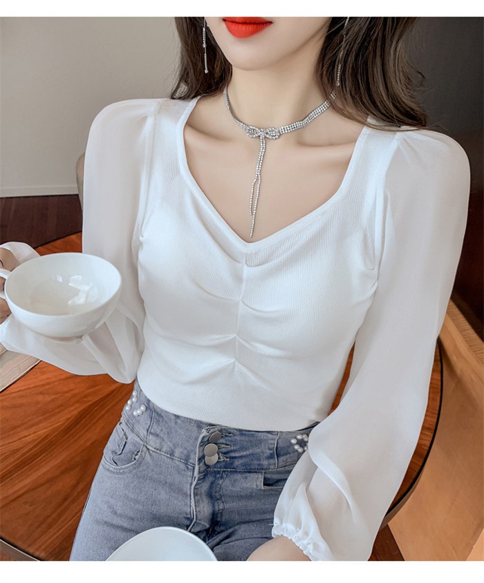 ブラウス シフォン 長袖シャツ ブラウス シフォンシャツ 春秋 インナー レディース Vネック 上品 シャツブラウス トップス 