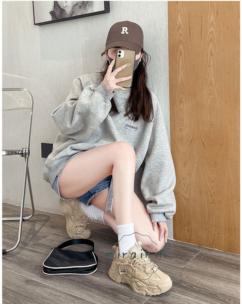 厚底スニーカー レディース 韓国風 ダッスニーカー インヒール 厚底ソール メッシュ 歩きやすい ボリューム スポーツ オルチャン カジュアル ローカット 