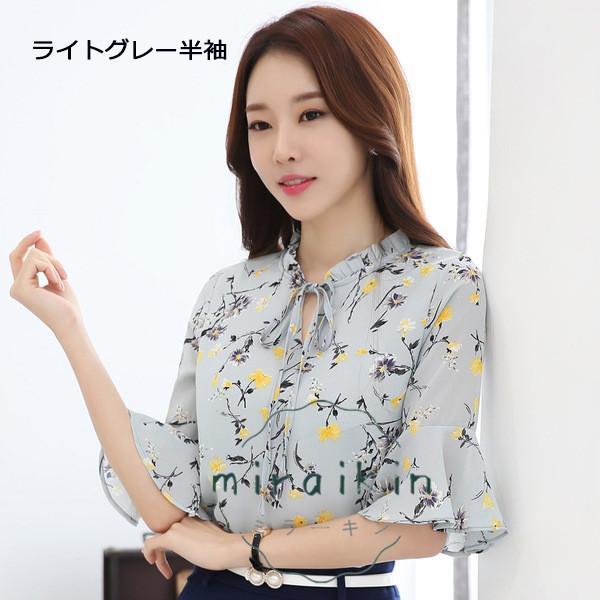 ブラウス レディース 柄 シャツ 長袖 半袖 春夏 母 トップス 30代 夏 40代 フラワー シフォン ブラウスシャツ チュニック 大人 20代 リボン ママ 春 