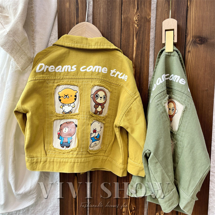 キッズ アウター 長袖 トップス シンプル 襟付き 動きやすい アニマル あわせやすい ゆったり カジュアル おしゃれ 着やすい コットン 