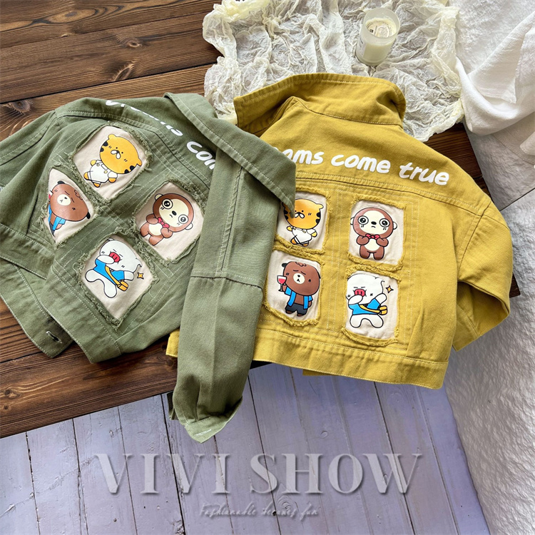 キッズ アウター 長袖 トップス シンプル 襟付き 動きやすい アニマル あわせやすい ゆったり カジュアル おしゃれ 着やすい コットン 