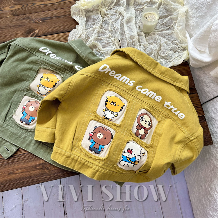 キッズ アウター 長袖 トップス シンプル 襟付き 動きやすい アニマル あわせやすい ゆったり カジュアル おしゃれ 着やすい コットン 