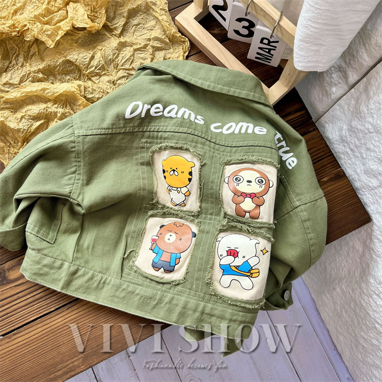 キッズ アウター 長袖 トップス シンプル 襟付き 動きやすい アニマル あわせやすい ゆったり カジュアル おしゃれ 着やすい コットン 