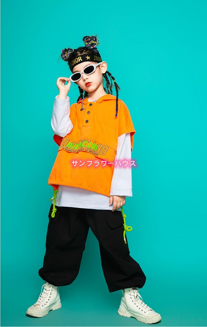 子供服 ダンスウェア 3点セット セットアップ ステージ衣装 キッズ 長袖 演出服 ヒップホップ 女の子 Tシャツ ロングパンツ 男の子 ダンス衣装 