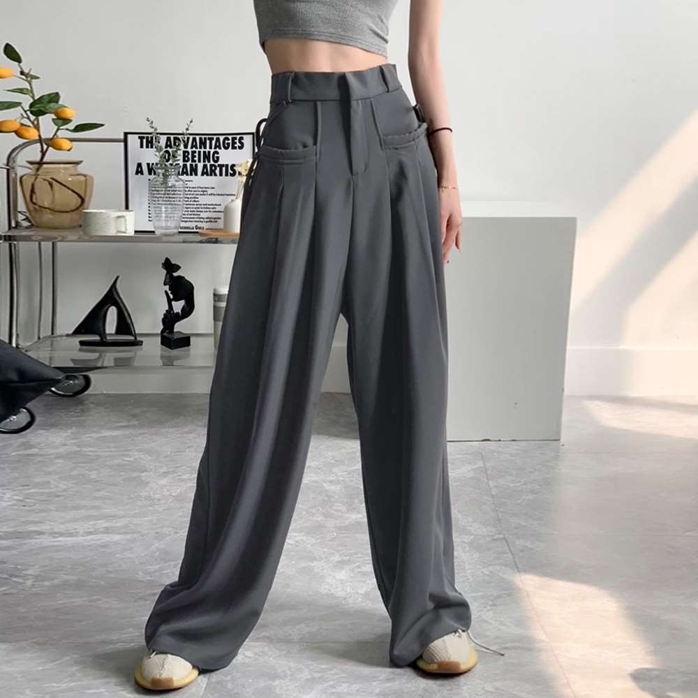 ワイド パンツ レディース ハイウエスト 韓国  