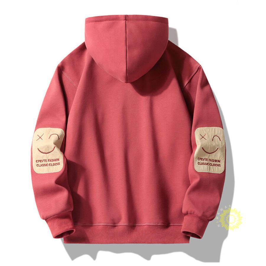 厚手メンズ 長袖 プルオーバー裏起毛 笑柄 微起毛 メンズトップス フード付き あったか 春服 