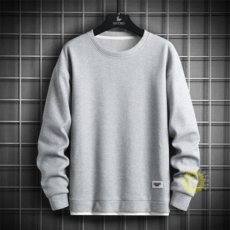 Tシャツ 長袖 メンズ 無地Tシャツ プルオーバー ティーシャツ 秋 重ね着風 トップス トレーナー おしゃれ ロンT ワッフル生地 