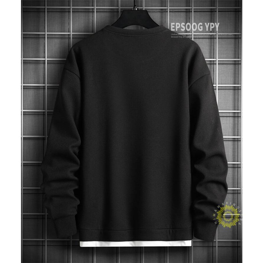 Tシャツ 長袖 メンズ 無地Tシャツ プルオーバー ティーシャツ 秋 重ね着風 トップス トレーナー おしゃれ ロンT ワッフル生地 