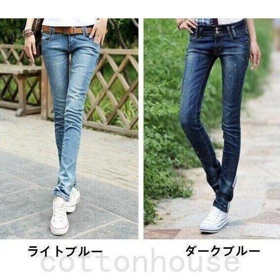 スキニーパンツ レディース デニム ストレッチ ジーンズ ジーパン ダメージ加工 デニムスキニー ロング丈 ローライズ 着痩せ 美脚 レギパン カジュアル 