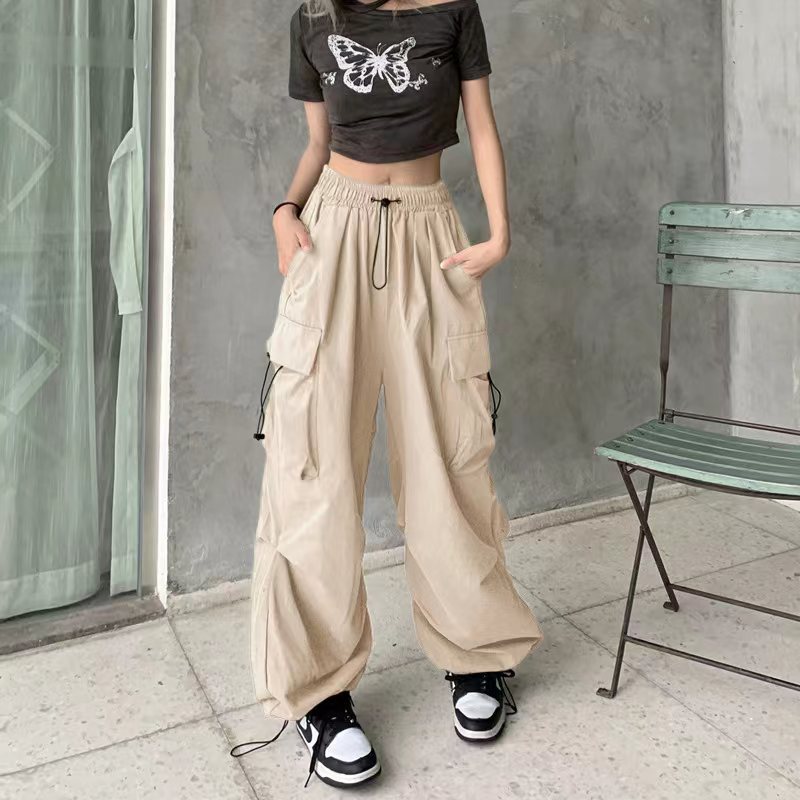 カーゴパンツ レディース ミリタリーパンツ カーゴ レディースパンツ レディース 美シルエット ウエストゴム 薄手 ダンス衣装 ワイ テーパードパンツ 