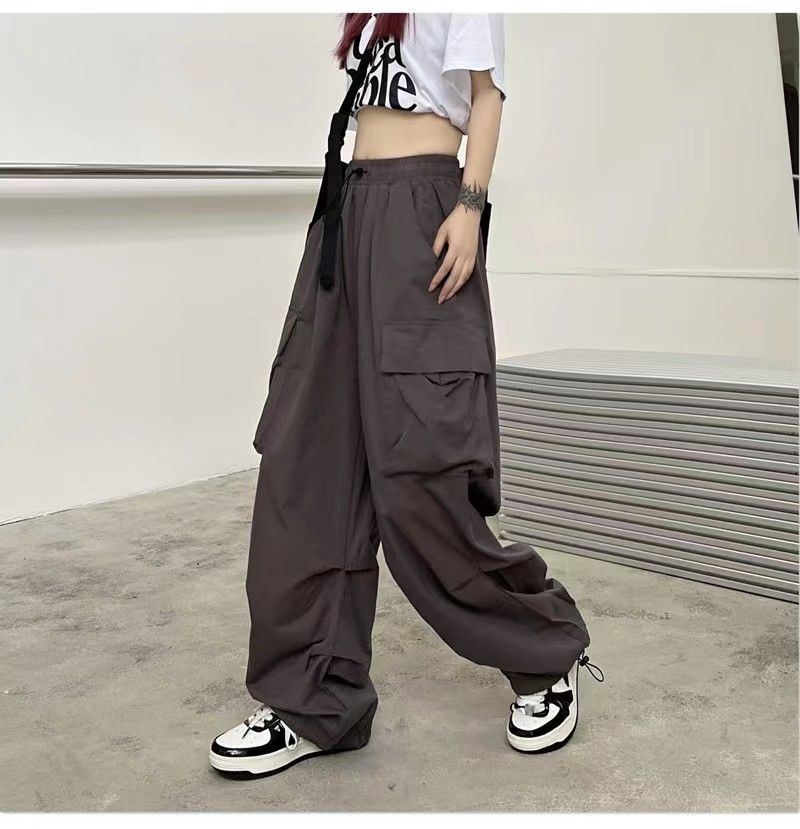 カーゴパンツ レディース ミリタリーパンツ カーゴ レディースパンツ レディース 美シルエット ウエストゴム 薄手 ダンス衣装 ワイ テーパードパンツ 