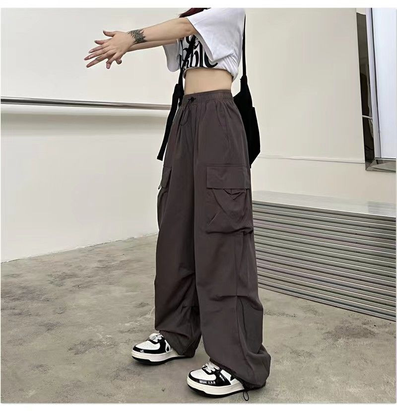 カーゴパンツ レディース ミリタリーパンツ カーゴ レディースパンツ レディース 美シルエット ウエストゴム 薄手 ダンス衣装 ワイ テーパードパンツ 