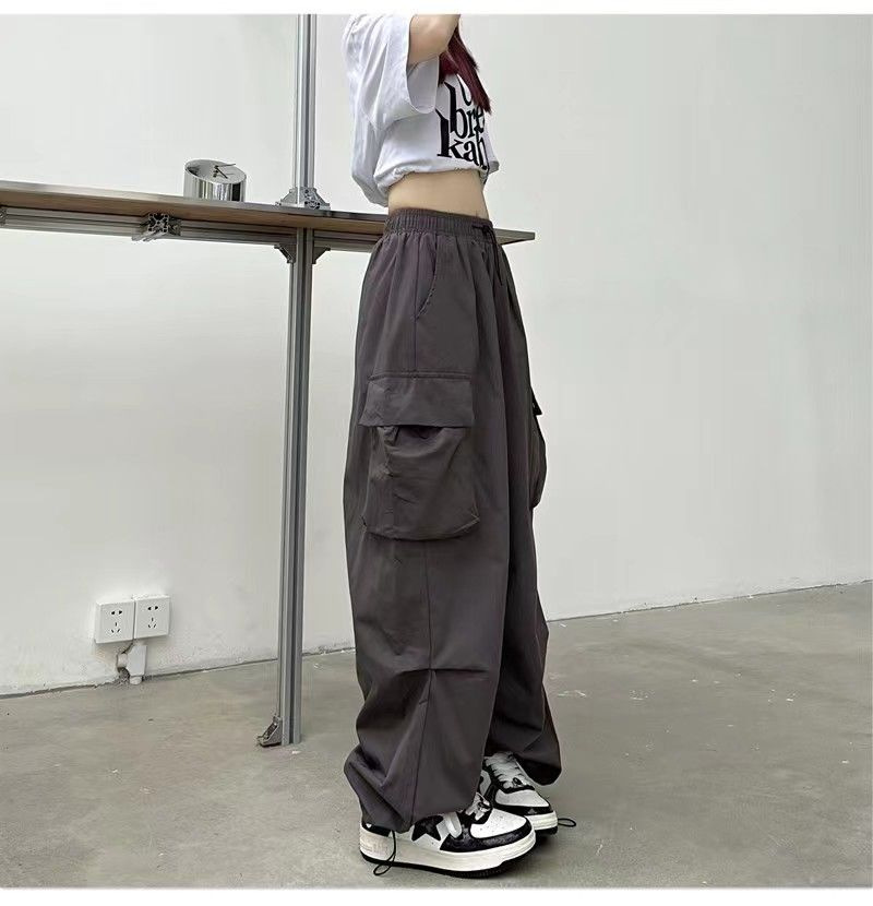 カーゴパンツ レディース ミリタリーパンツ カーゴ レディースパンツ レディース 美シルエット ウエストゴム 薄手 ダンス衣装 ワイ テーパードパンツ 