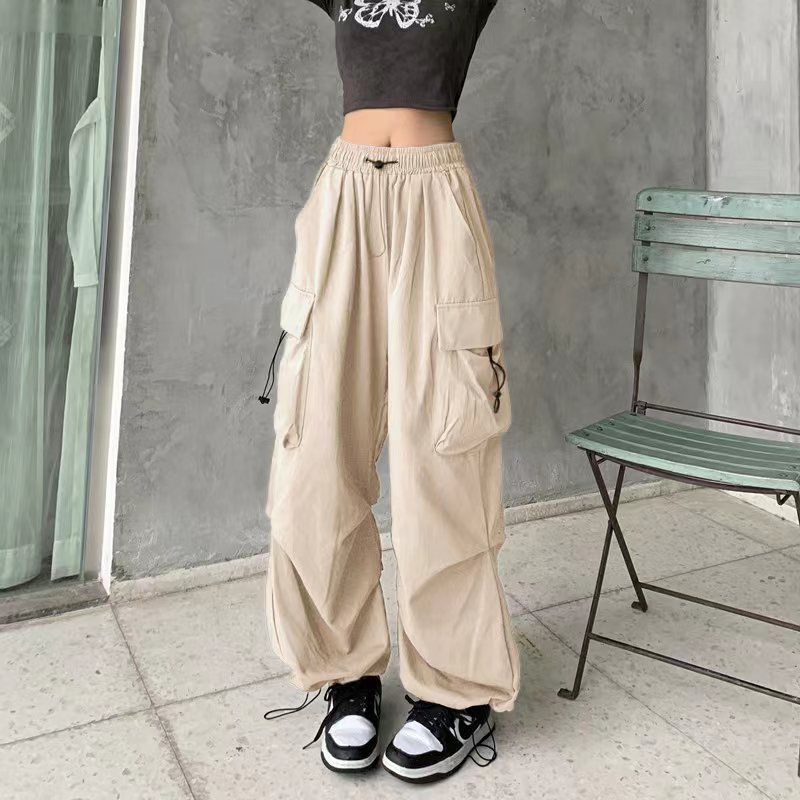 カーゴパンツ レディース ミリタリーパンツ カーゴ レディースパンツ レディース 美シルエット ウエストゴム 薄手 ダンス衣装 ワイ テーパードパンツ 