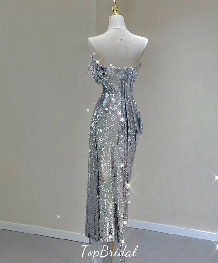 新作絶品！シルバー イブニング ドレス二次会 ワンピース パーティードレス 結婚式 旅行 舞台 発表会 撮影 コンサート 