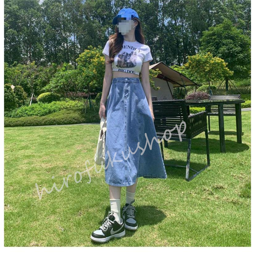スカート デニムスカート フレアスカート ロングスカート ウエストゴム レディース 通勤 通学 お洒落 おしゃれ ハイウエスト 着痩せ 大きいサイズ 