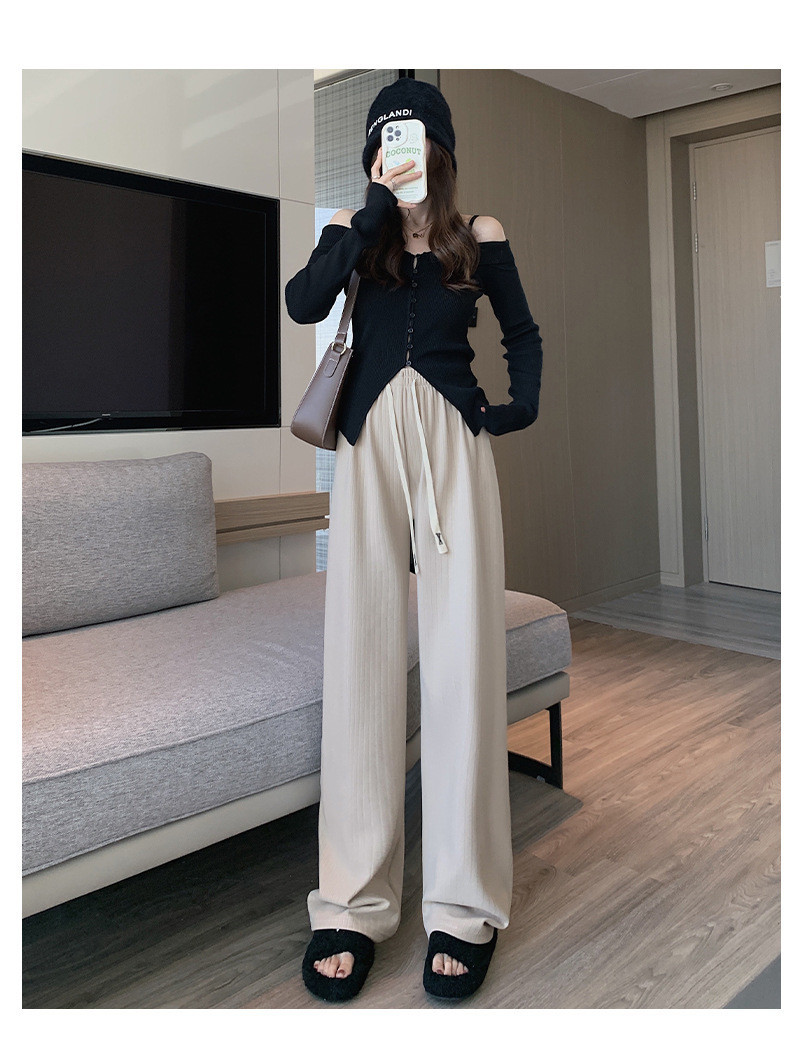 ワイドパンツ レディース ロング 太リブ リブ ガウチョパンツ ウエストゴム 無地 ゆったり 秋物 ボズボン 秋 ウエストゴム 美脚 