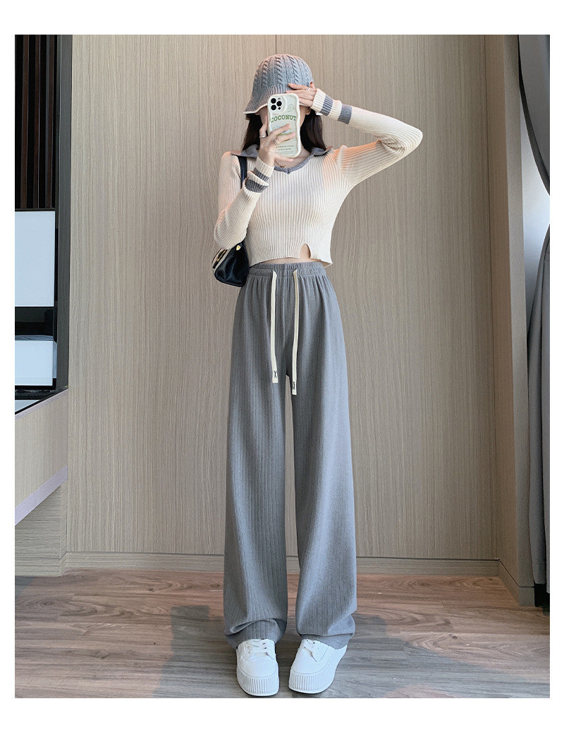 ワイドパンツ レディース ロング 太リブ リブ ガウチョパンツ ウエストゴム 無地 ゆったり 秋物 ボズボン 秋 ウエストゴム 美脚 