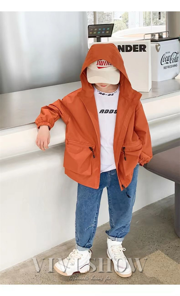 キッズ アウター 長袖 トップス ゆったり ジップフードつき カジュアル あわせやすい 着やすい 動きやすい おしゃれ ポケット シンプル 