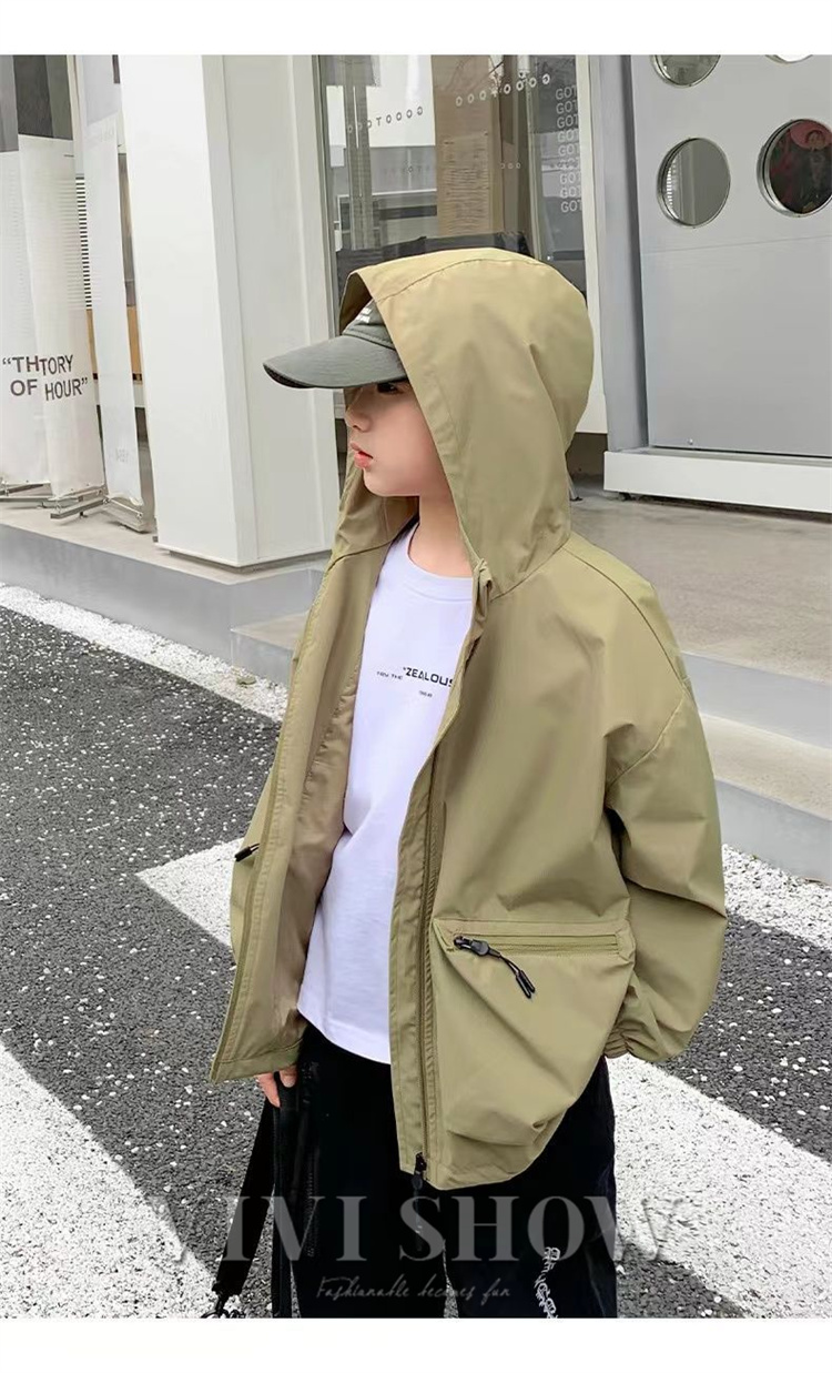 キッズ アウター 長袖 トップス ゆったり ジップフードつき カジュアル あわせやすい 着やすい 動きやすい おしゃれ ポケット シンプル 