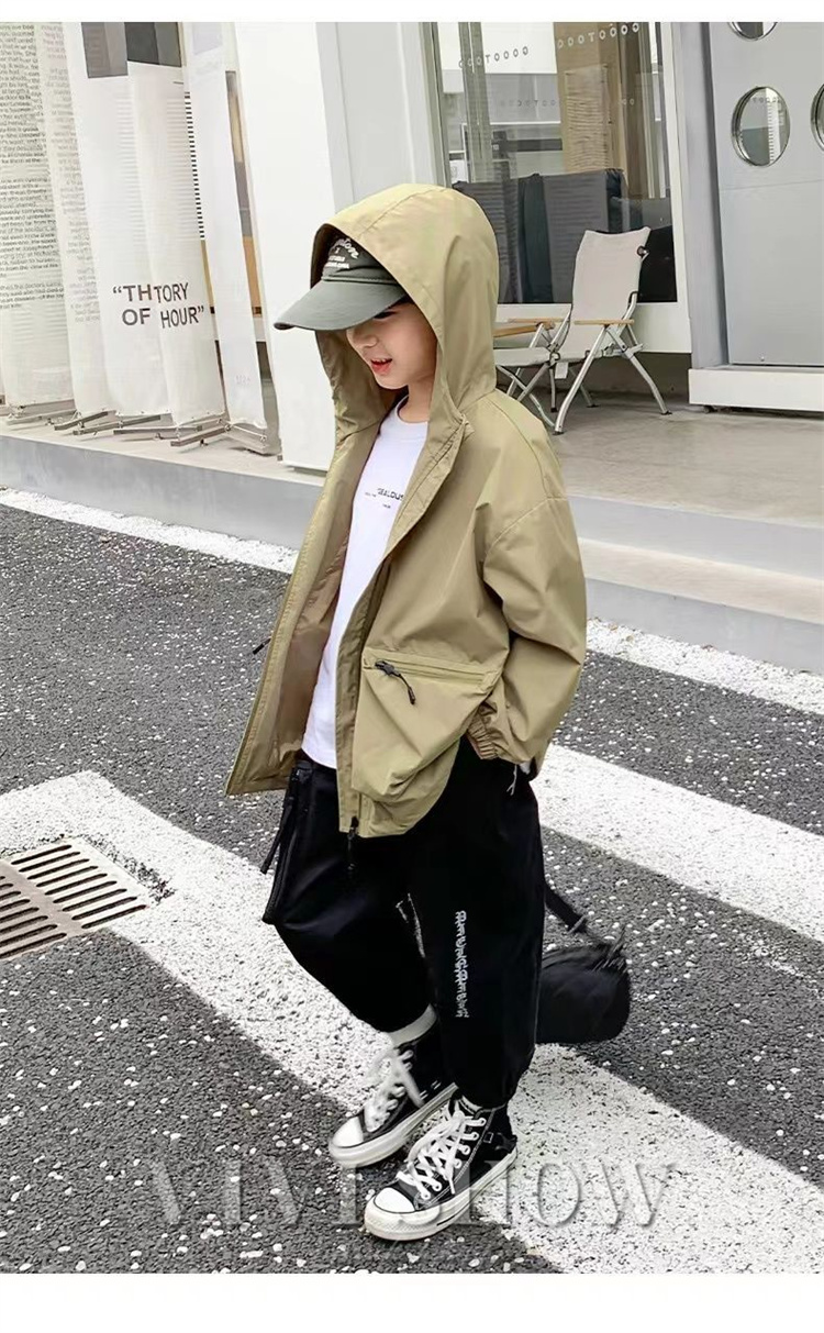 キッズ アウター 長袖 トップス ゆったり ジップフードつき カジュアル あわせやすい 着やすい 動きやすい おしゃれ ポケット シンプル 