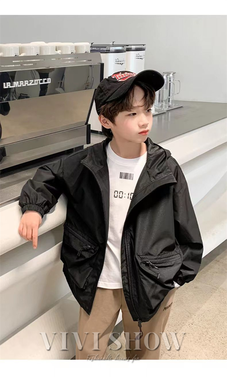 キッズ アウター 長袖 トップス ゆったり ジップフードつき カジュアル あわせやすい 着やすい 動きやすい おしゃれ ポケット シンプル 