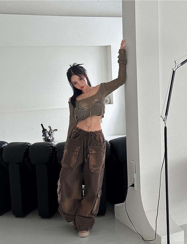 カーゴ パンツ 韓国 ファッション レディース  