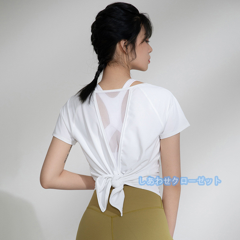 ヨガウェア レディース トップス 半袖 Tシャツ ホットヨガ かわいい 吸汗 速乾 フィットネス ランニングウェア スポーツウェア おしゃれ 