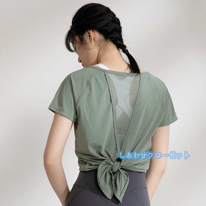 ヨガウェア レディース トップス 半袖 Tシャツ ホットヨガ かわいい 吸汗 速乾 フィットネス ランニングウェア スポーツウェア おしゃれ 